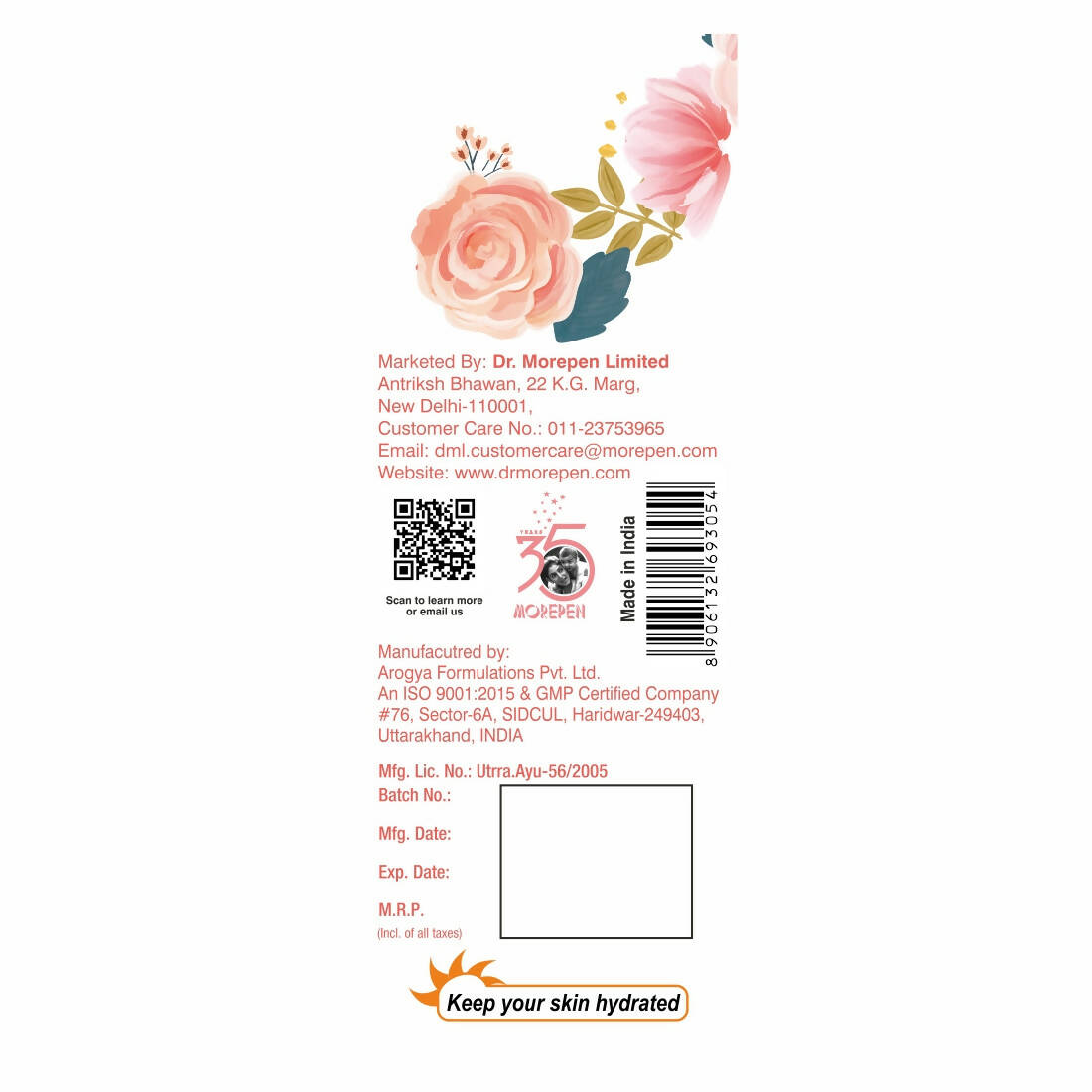Dr. Morepen Pure & Natural Rose Water - Distacart