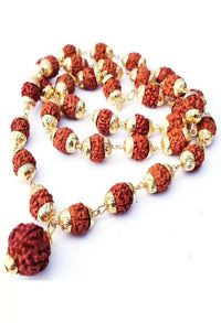 Thumbnail for Mominos Fashion Joharkamal Gold-Plated Statement Rudraksha Mala Long Necklace (Golden) - Distacart