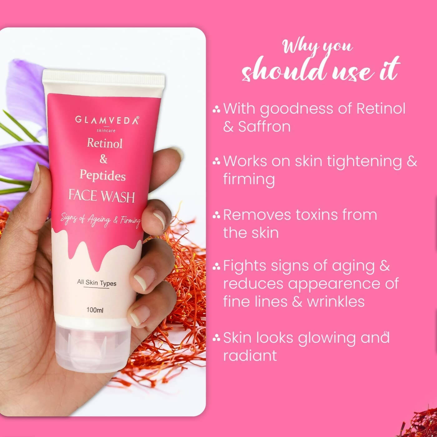 Glamveda Retinol & Peptide Anti Ageing Face Wash - Distacart