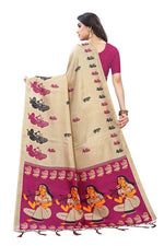 Thumbnail for Vamika Brown Kalamkari Print With Jhalar Khadi Silk Sarees
