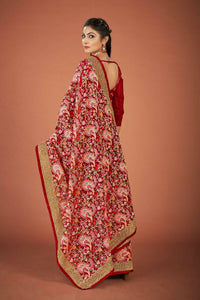 Thumbnail for Vamsee Maroon Organza Saree - Distacart