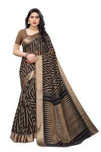 Thumbnail for Vamika Black Linen Designer Saree (BEE BLACK)