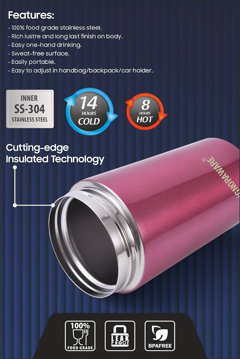 Signoraware Hot Pour Coffeemate Insulated Mug Tumbler - 350 ml (Red) - Distacart