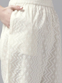 Thumbnail for Yufta Women Blue and White Ethnic Motifs Pure Cotton Kurta with Trouser