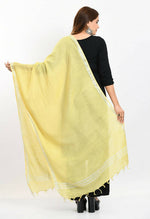 Thumbnail for Mominos Fashion Moeza Women's Linen Cotton Silver Border Lemon Yellow Dupatta - Distacart