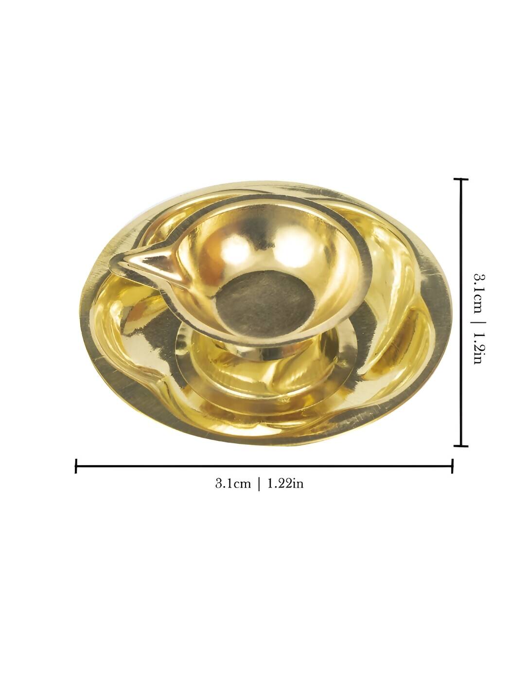 Spillbox Gold-Toned Brass Lotus Diya Round Pooja Essential - Distacart