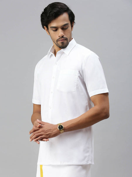 Ramraj Cotton Mens Half Sleeve White Shirt Plus Size - Soft Touch Cotton - Distacart