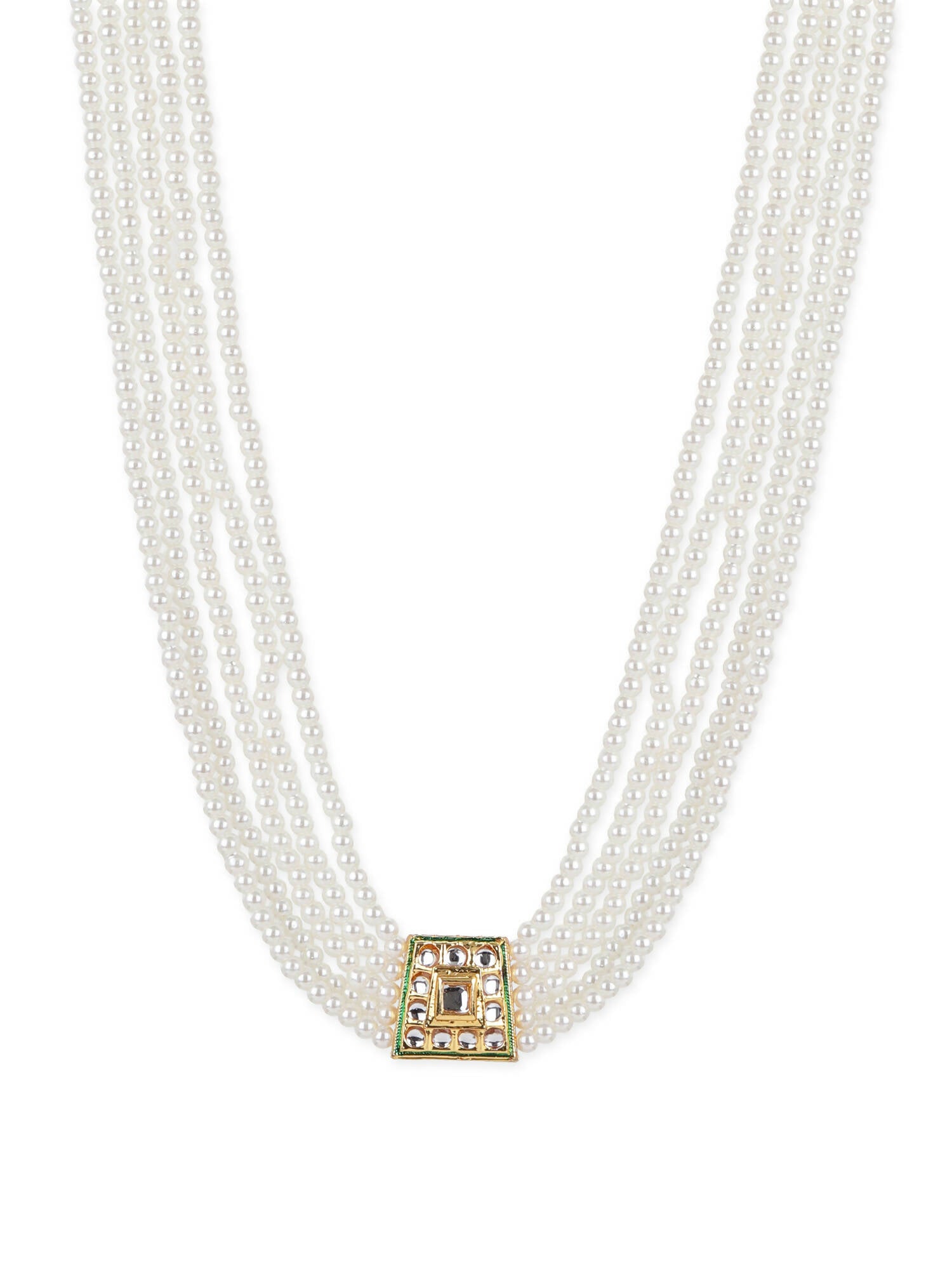 Gold-Toned White Brass Gold-Plated Necklace - Ruby Raang - Distacart