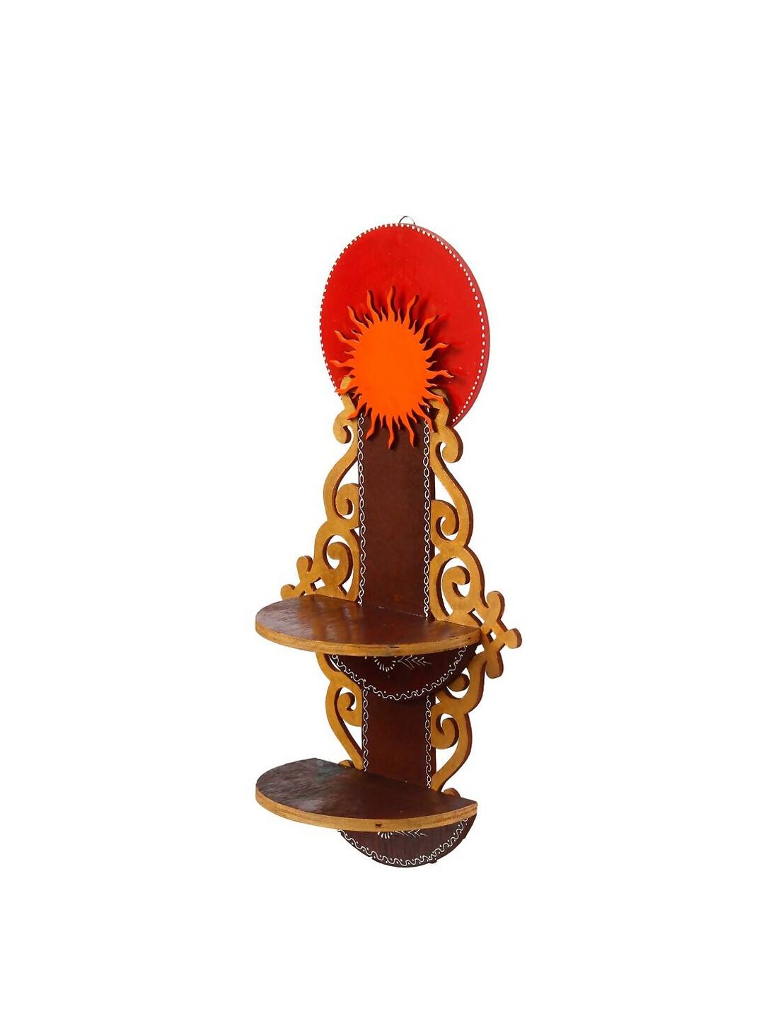 eCraftIndia Brown Textured Wooden Pooja Shelf - Distacart