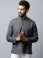 Thumbnail for Even Apparels Grey Color Pure Cotton Men's Kurta With Side Placket (SLD1202) - Distacart