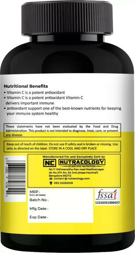 Nutracology Vitamin C 1000mg with Citrus Bioflavonoids for Immunity & Glowing Skin Tablets - Distacart