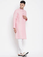 Thumbnail for Even Apparels Pink Pure Cotton Men's Kurta With Band Collar - Distacart
