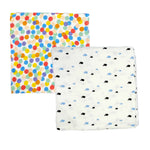 Thumbnail for Kindermum Organic Cotton Muslin Swaddle Blanket 110 Cm X 110 Cm - Set Of 2 - Colorful Polka And Whale - Distacart