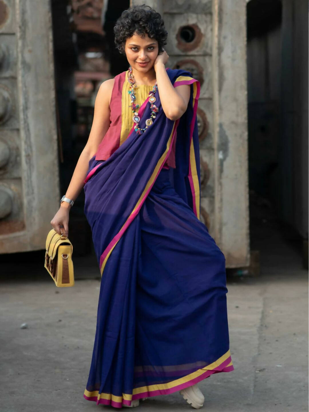 Suta Purple Solid Mul Cotton Saree - Distacart