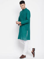 Thumbnail for Even Apparels Green Rayon Men's Kurta With Band Collar - Distacart