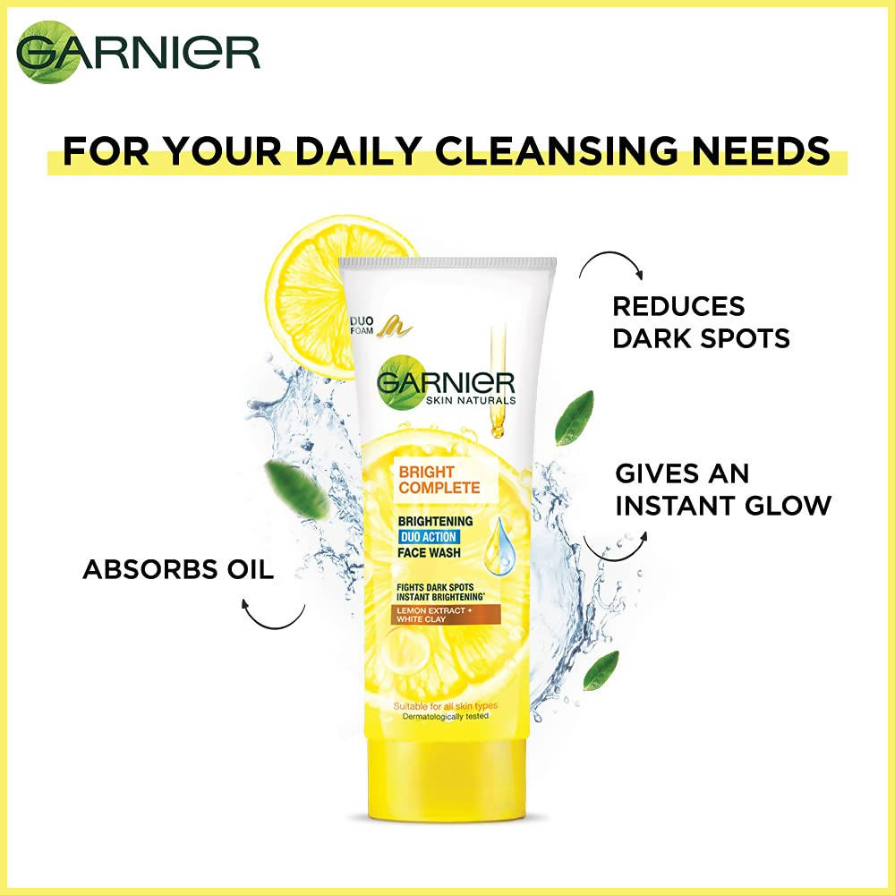 Garnier Bright Complete Brightening Duo Action Face Wash - Distacart