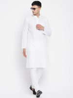 Thumbnail for Even Apparels White Pure Cotton Men Kurta With Band Collar - Distacart