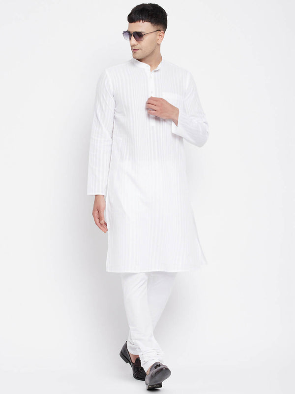 Even Apparels White Pure Cotton Men Kurta With Band Collar - Distacart