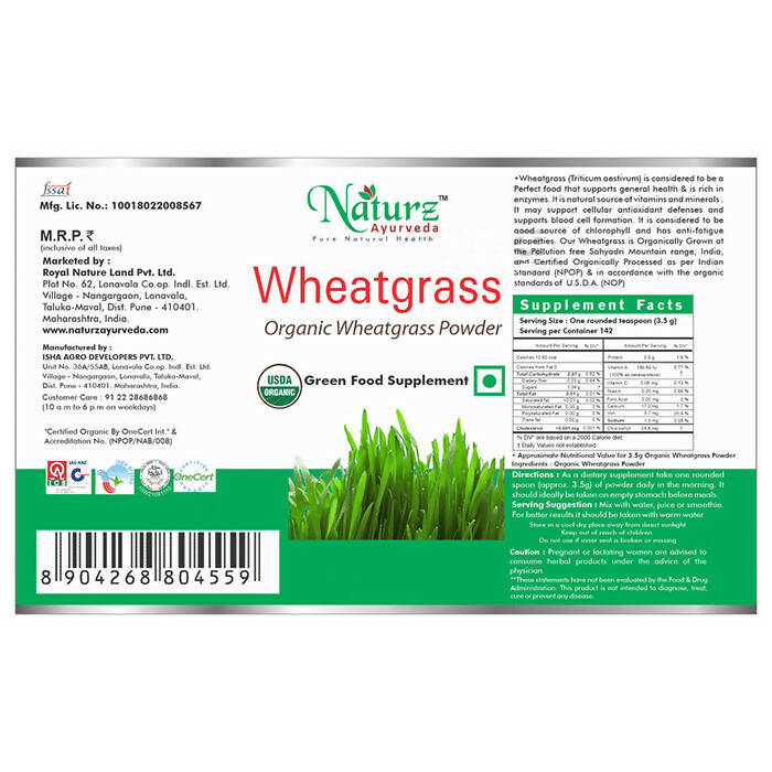 Naturz Ayurveda Wheatgrass Powder - Distacart