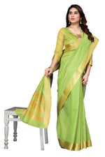 Thumbnail for Vamika Green Cotton Polyester Silk Weaving Saree - Distacart
