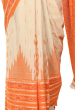 Thumbnail for Vamika Sambalpuri Ikat Cotton Scot Dali Tasrite Orange Saree - Distacart