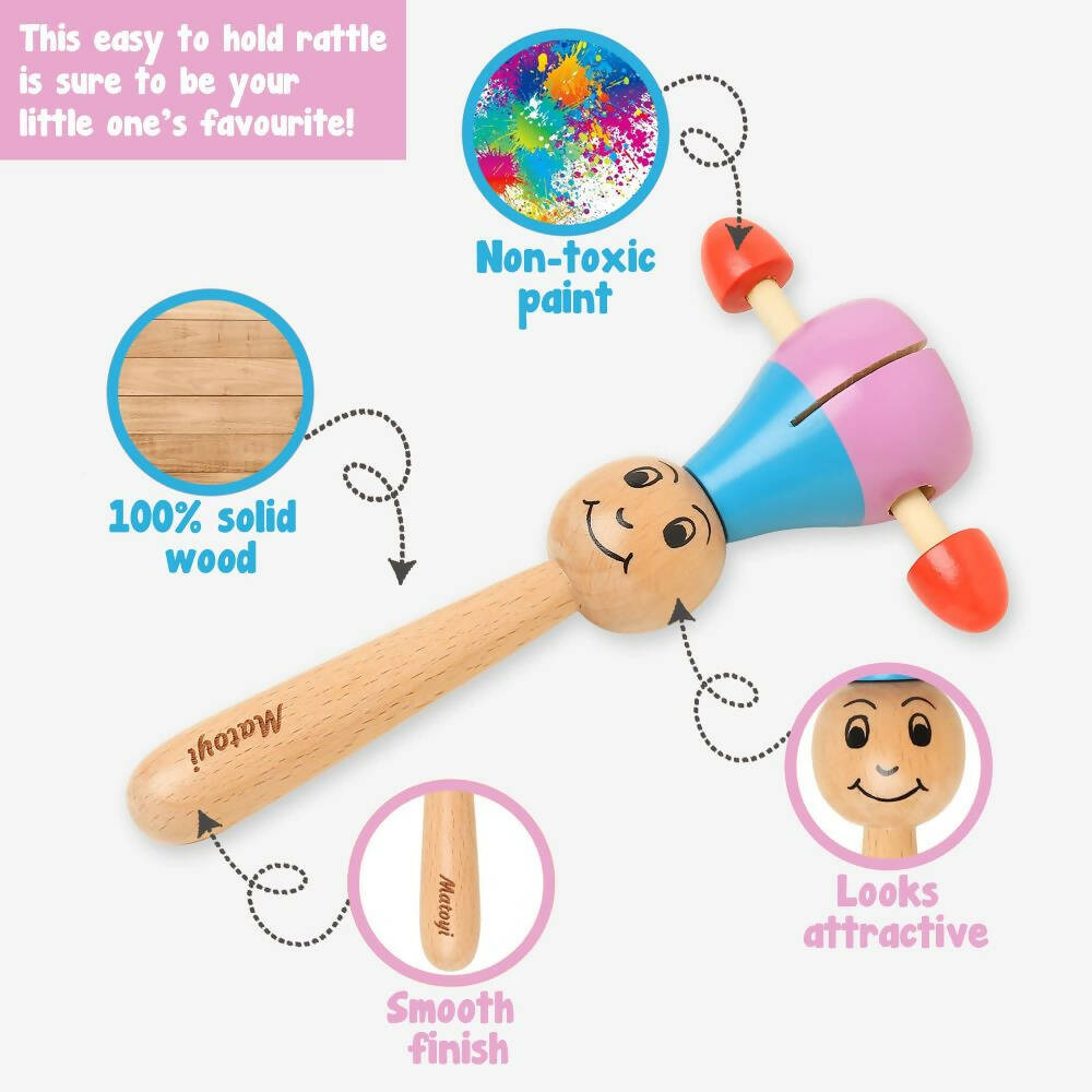 Matoyi Maraca Wooden Baby Rattle - Distacart