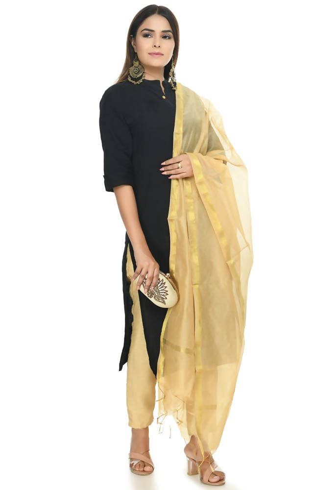 Mominos Fashion Golden Banarsi Piping Dupatta