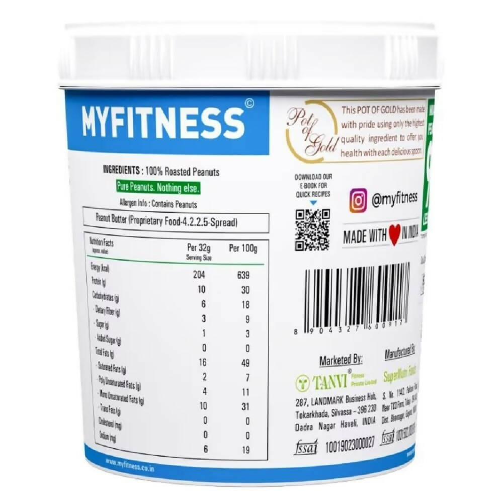 Myfitness All Natural Unsweetened Peanut Butter Crunchy - Distacart