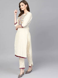 Thumbnail for Yufta Women Off-White Printed Kurta with Trouser