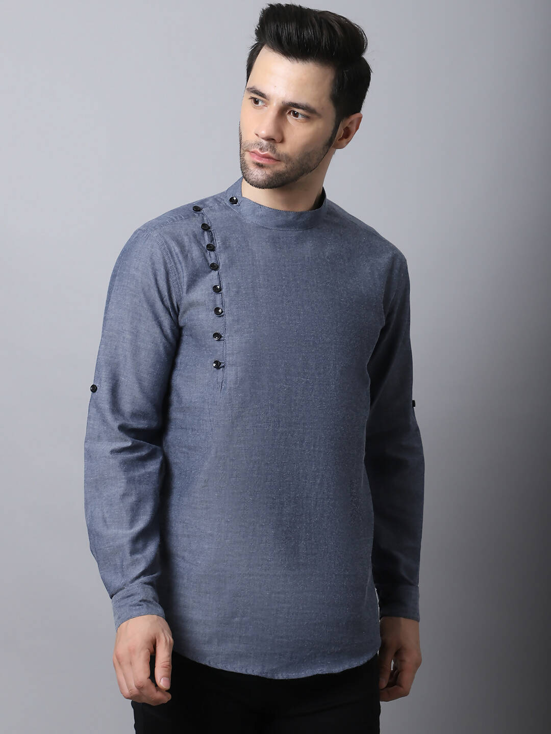 Even Apparels Grey Pure Cotton Kurta With Side Placket - Distacart
