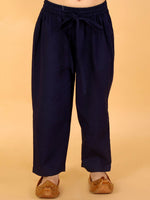 Thumbnail for Lil Drama Boys Kurta With Pyjama Set - Navy Blue - Distacart