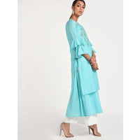Thumbnail for Cheera Women's Anarkali Double Layerd Kurta With Contrast Embroidery And Side Dori Tasal (CH020K)