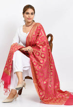Thumbnail for Mominos Fashion Moeza Women's Banarsi Silk All Over Woven Design Pink Dupatta - Distacart