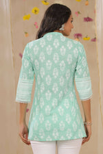 Thumbnail for Juniper Women Mint Cambric Printed A-Line Tunic - Distacart