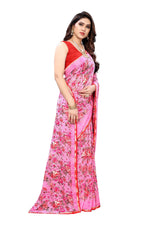 Thumbnail for Vamika Ethnic Fire Pink Printed With Lace Saree - Distacart