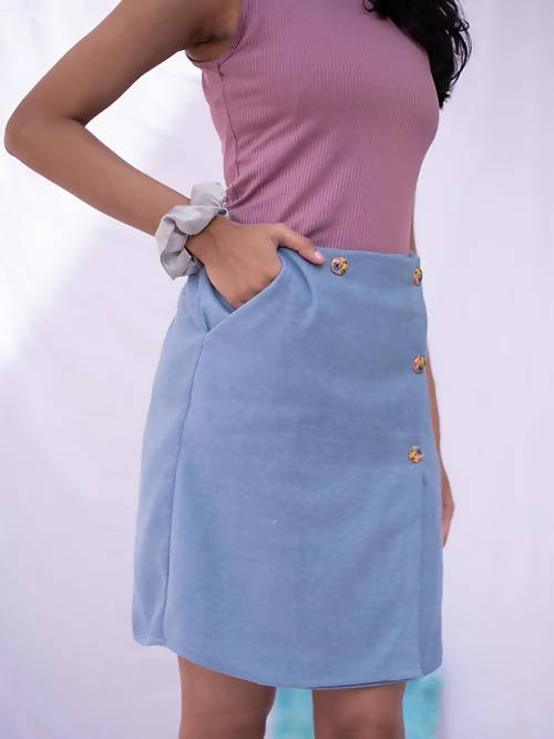 Diva Globe Blue Over Lap Skirt - Distacart