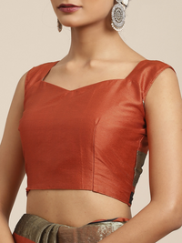 Thumbnail for Saree Mall Rust & Gold-Toned Woven Design Silk Blend Uppada Sarees - Distacart