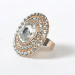 Thumbnail for Mominos Fashion Joharkamal Gold-Plated Stone Studded Adjustable Finger Ring - Design 06 - Distacart