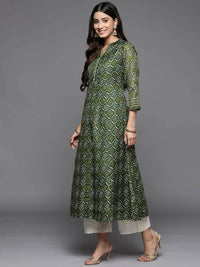 Thumbnail for Varanga Women Green Bandhani Printed Anarkali Kurta - Distacart