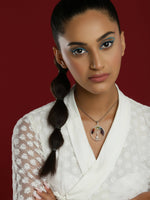 Thumbnail for Women's Silver-Toned Blue Silver-Plated Handcrafted Chain - Ruby Raang - Distacart