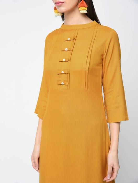 Aniyah Rayon Solid Straight Mustard Color Kurta (AN-110K)