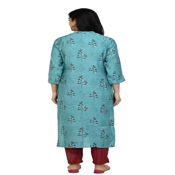 Lagi Women's Turquoise Blue Printed Straight Kurta & Pant (MC41A)