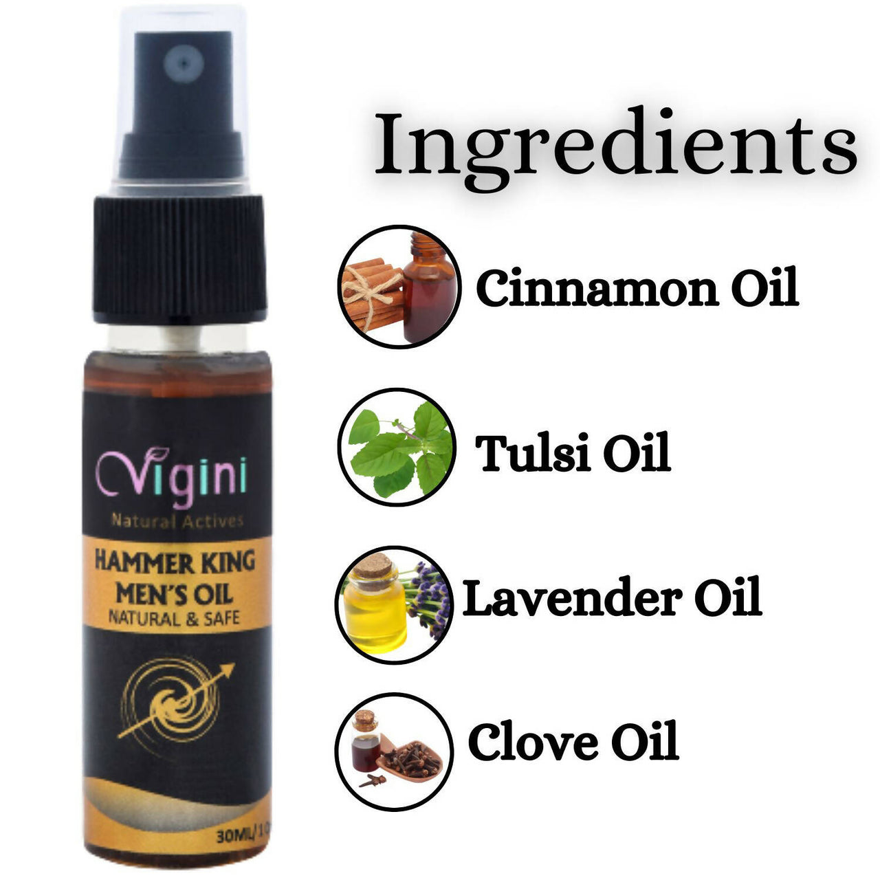 Vigini Natural Hammer King Lubricating Massage Oil for Men with Tulsi Ylang Ylang Clary Sage Essential Oils - Distacart