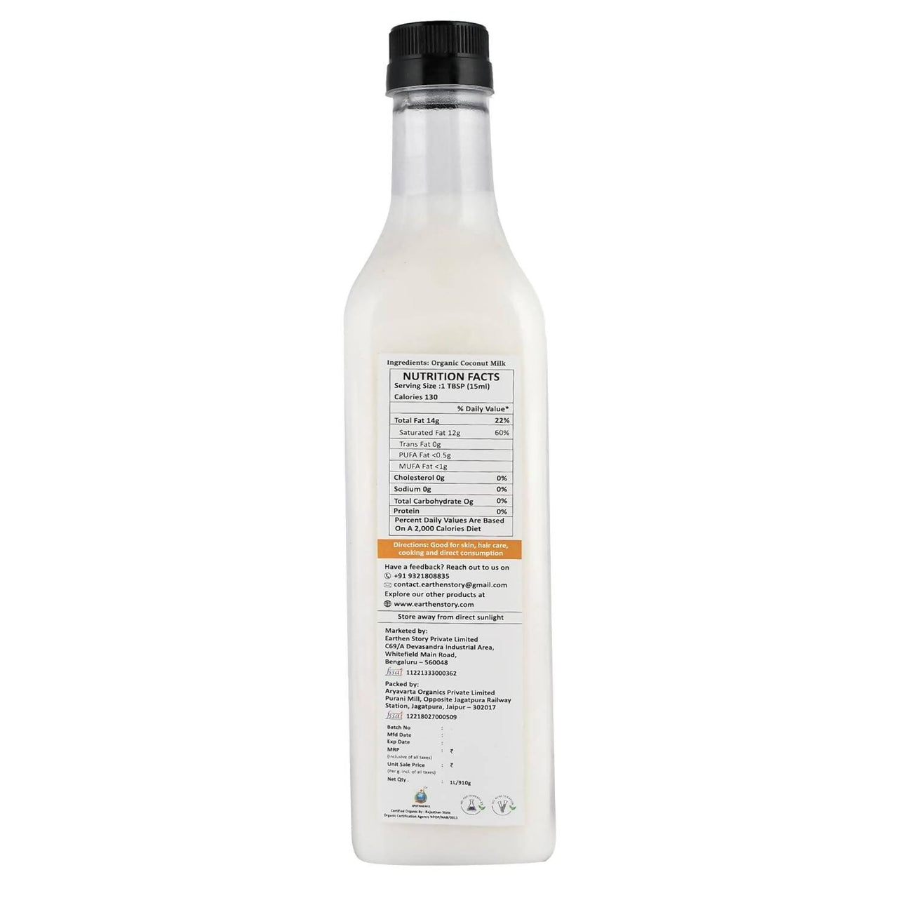 Earthen Story Certified Organic Extra virgin coconut oil - Distacart