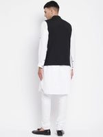 Thumbnail for Even Apparels Black Pure Cotton Nehru Jacket With Eid Insignia NJ-PW668-CHA - Distacart