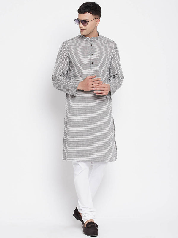 Even Apparels White Pure Cotton Men's Long Kurta With Band Collar - Distacart
