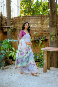 Thumbnail for Vishnu Weaves Women's Wine Muga Cotton Woven Butti Saree with Blouse - Distacart