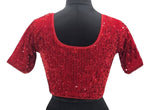 Thumbnail for Vamika Red Velvet Sequence Blouse - Distacart