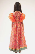 Thumbnail for Lil Drama Raangoli Girls Orange Lehanga Choli Set - Distacart