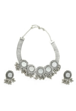 Thumbnail for Mominos Fashion Johar Kamal Silver-Plated Brass Finish Mirror Work Women Choker - Distacart